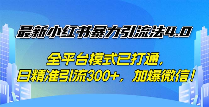(12505期)最新小红书暴力引流法4.0, 全平台模式已打通,日精准引流300+,加爆微…-就去找资源网