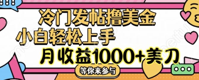 冷门发帖撸美金项目，月收益1000+美金，简单无脑，干就完了【揭秘】-就去找资源网