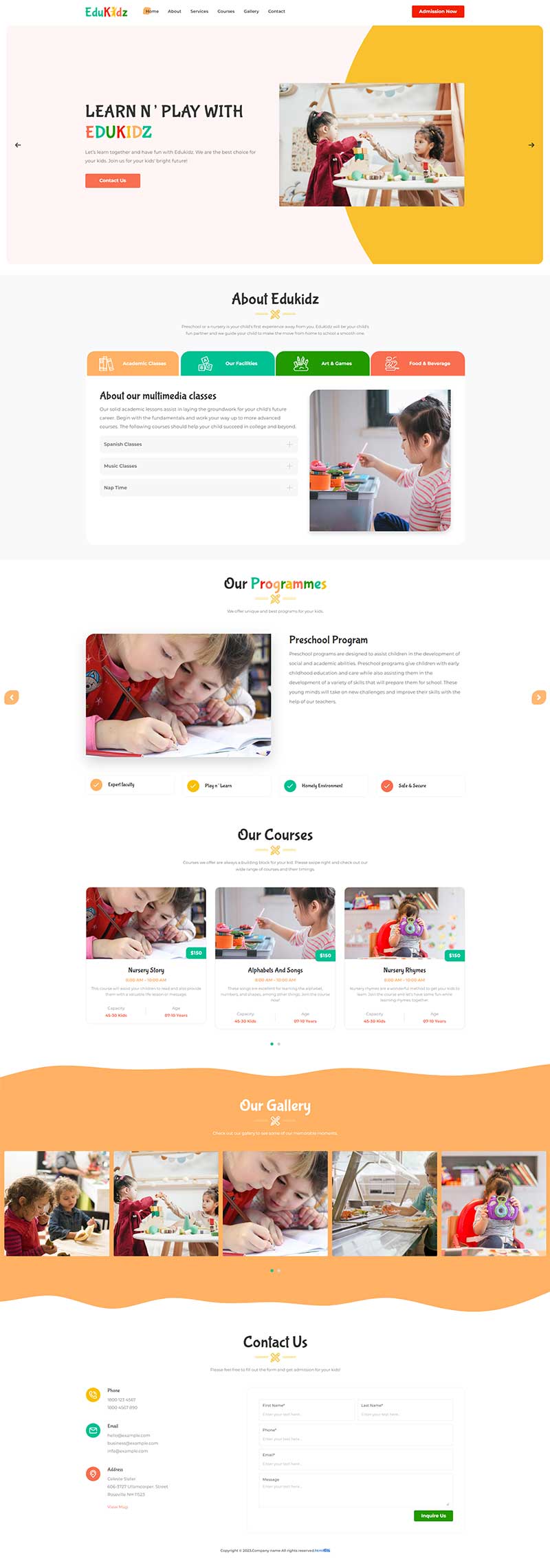 幼儿园托儿所宣传单页html模板-就去找资源网