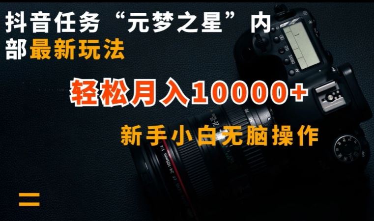 抖音任务“元梦之星”内部最新玩法，新手小白无脑操作，轻松月入10000+【揭秘】-就去找资源网